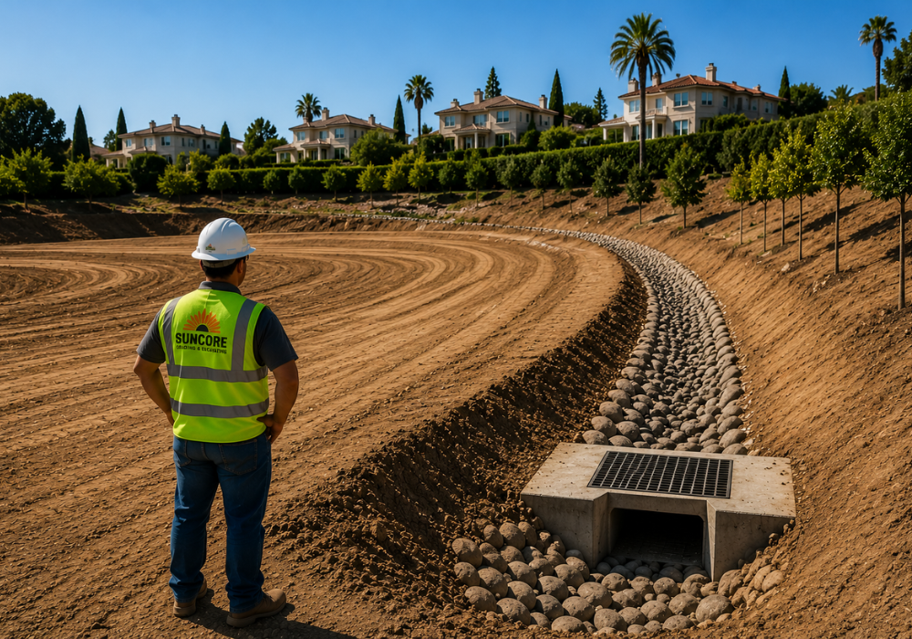 Grading contractor working on a Los Angeles construction site