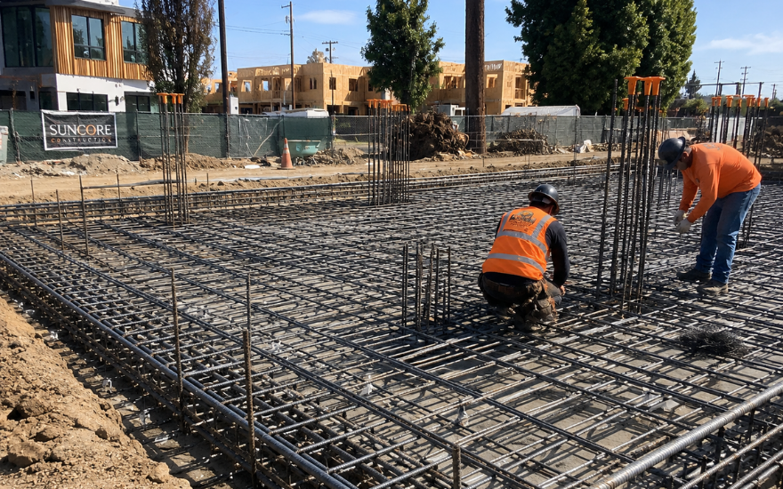 Reinforcing steel for foundation construction