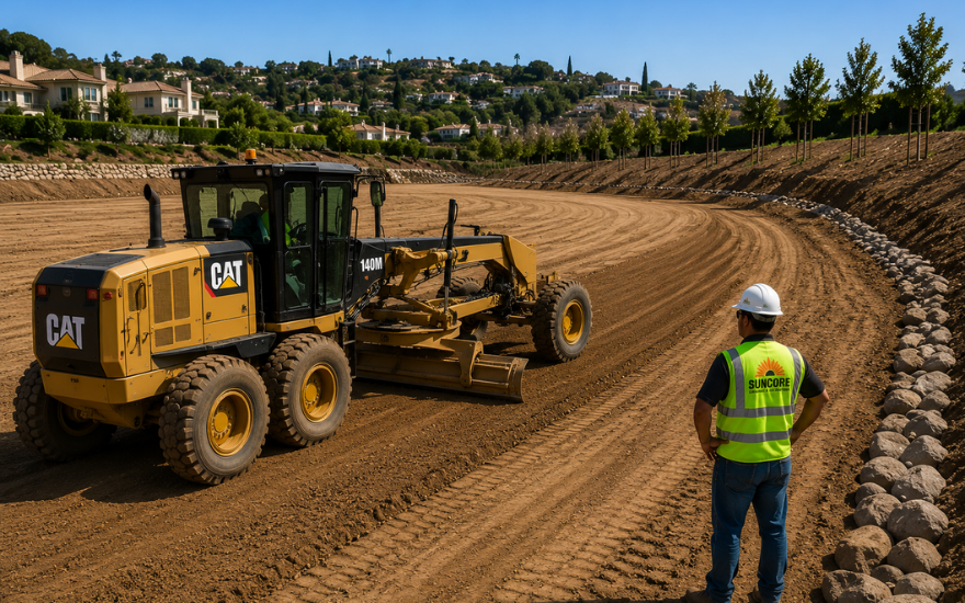 Fine grading for driveways and concrete preparation