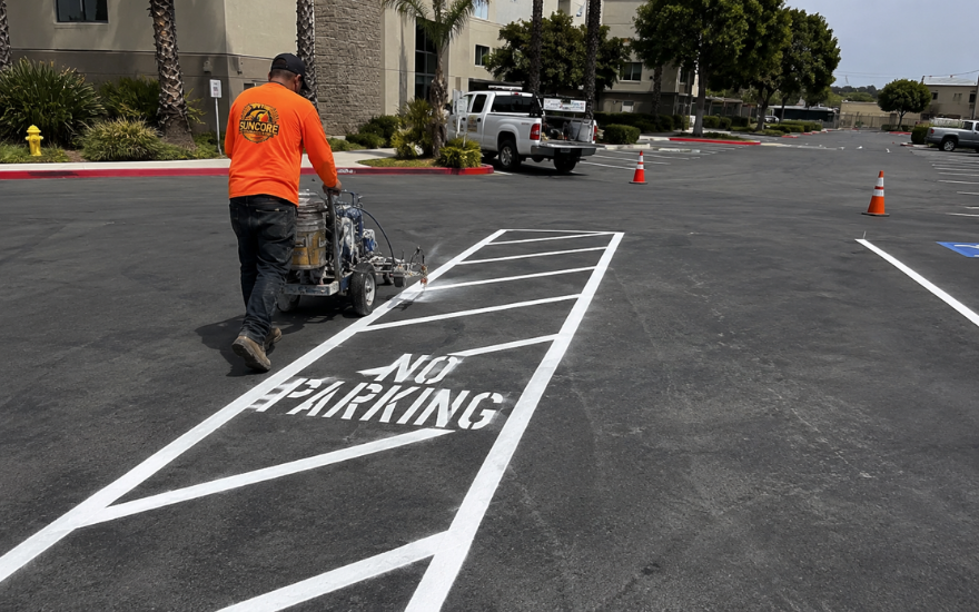 Parking lot striping and marking