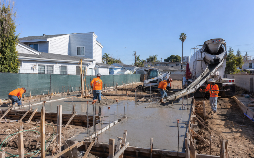Foundation and concrete work for rebuilding in Altadena