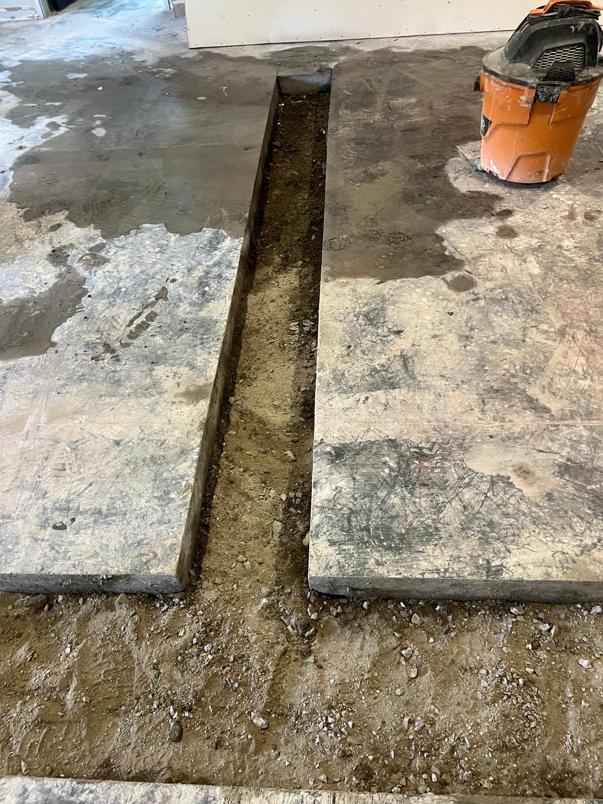 Interior concrete slab opening during renovation work