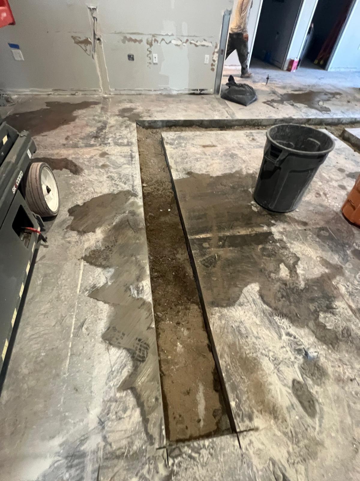 Concrete slab trench layout during renovation project