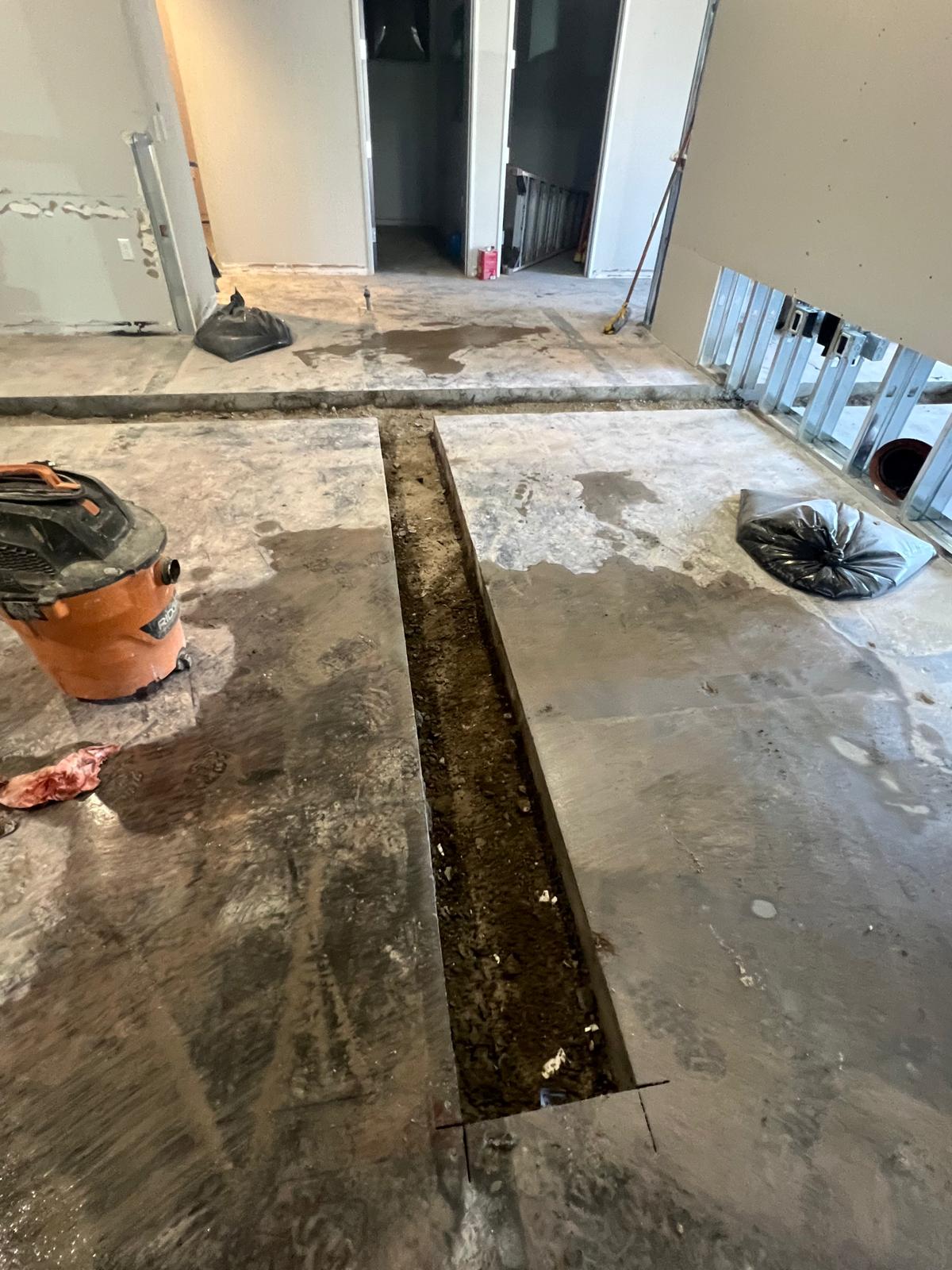 Concrete floor trench excavation detail