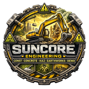 Suncore Engineering logo with machinery details